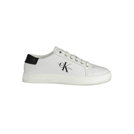 Calvin Klein White Recycled Polyester Men Sneaker with bold logo and contrasting details