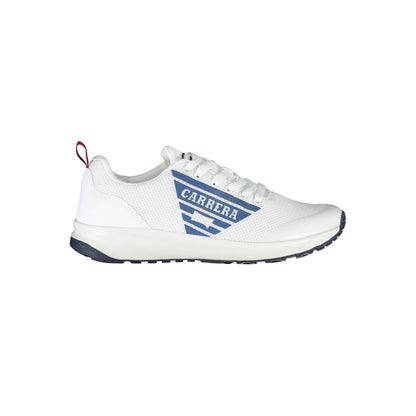 Carrera White Eco Leather Men Sneaker with dynamic design and Carrera logo, perfect for style and comfort.