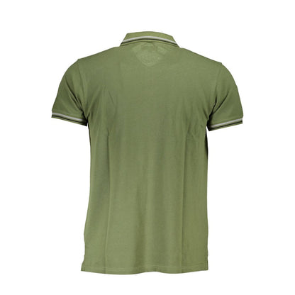 Back view of Cavalli Class Green Cotton Men Polo Shirt showcasing luxury casual design.