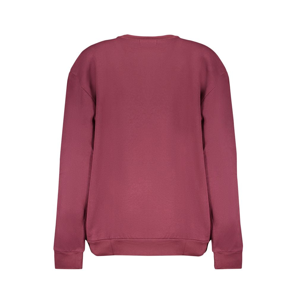 Cavalli Class Purple Cotton Women Sweater, rear view showcasing long sleeves and crew neck design.