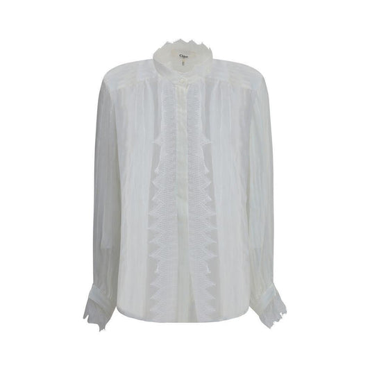Chloé Ruffled silk muslin and lace Blouse CH-CH25AHT38917107-IT36 | XS