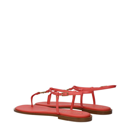 Christian Dior Pink Leather Flip-Flop Sandals with logo, open toe, low flat heel, buckle closure, coral secondary color, new collection.