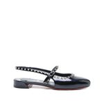 Christian Louboutin Sweet Janispikes Ballerinas in blue patent leather with slingback strap and studded embellishments, size 2 cm heel.