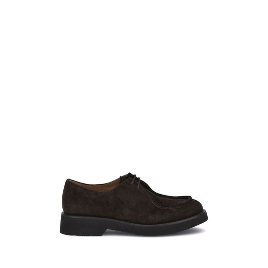 Church's Nocton lace-ups in brown suede with a Derby style design, hand-stitched details, and removable padded insole for comfort.