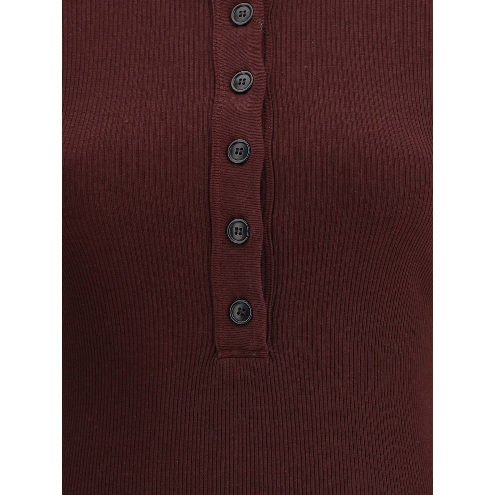 Citizens of Humanity Bordeaux Cotton Top close-up, featuring ribbed design and button closure, perfect for casual autumn-winter style.
