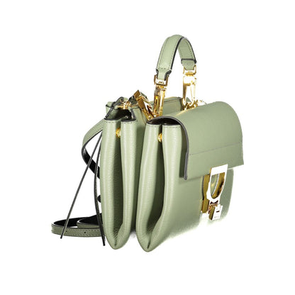 Coccinelle Green Leather Women Handbag with detachable handle and adjustable strap, featuring premium Italian craftsmanship.