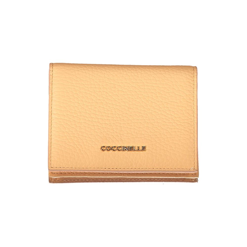 Coccinelle Orange Leather Wallet with compartments, coin purse, card slots, zip and automatic closure, featuring logo.