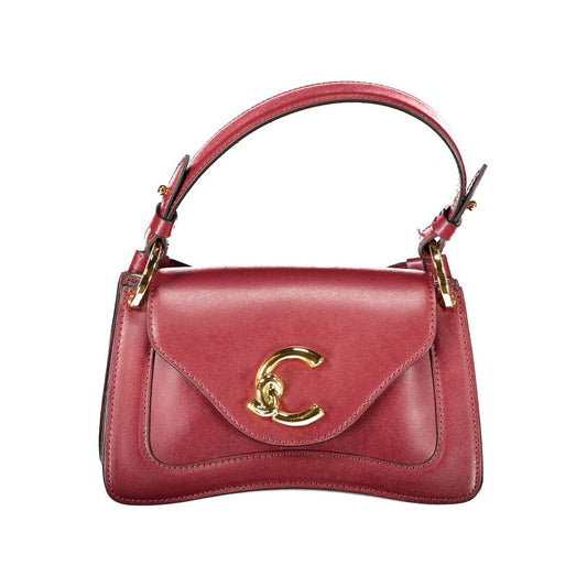 Coccinelle Red Leather Women Handbag with gold accents and adjustable strap, perfect for day to night use.