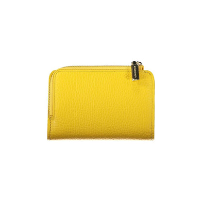 Coccinelle Yellow Leather Women Wallet with sleek design and spacious compartments, showcasing vibrant yellow and elegant closure detail.