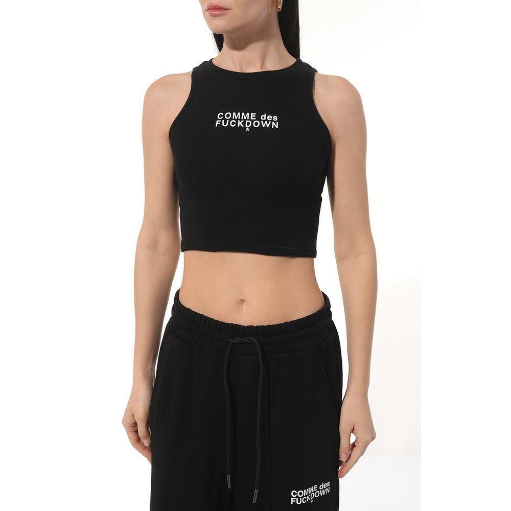 Comme Des Fuckdown Black Cotton Women Cropped Top