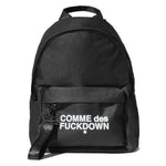 Comme Des Fuckdown Black Polyester Backpack with front logo and zip closure