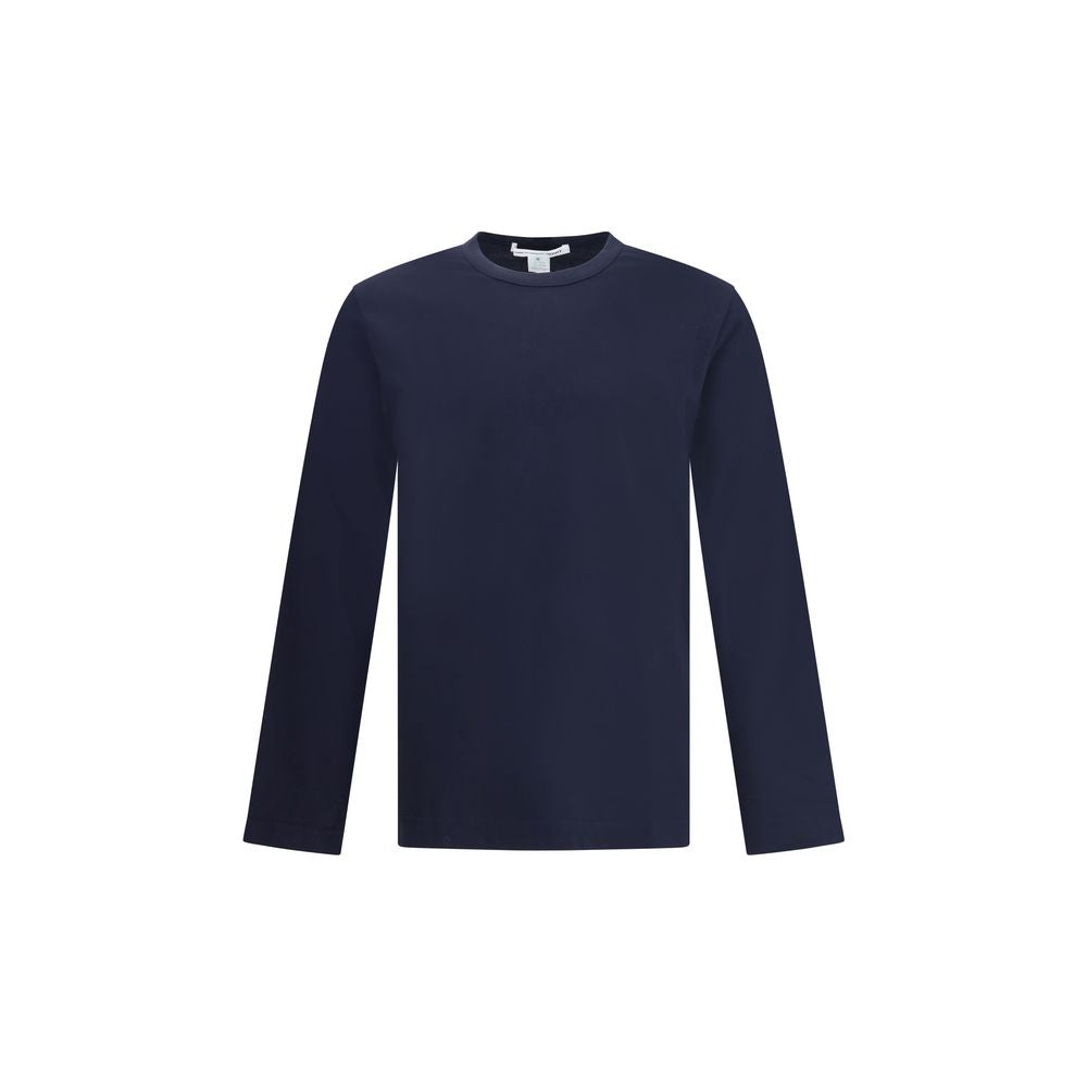 Comme Des Garçons Blue Cotton Long Sleeve T-Shirt with crew neck and printed logo on back, made of 100% cotton for AW25 season.