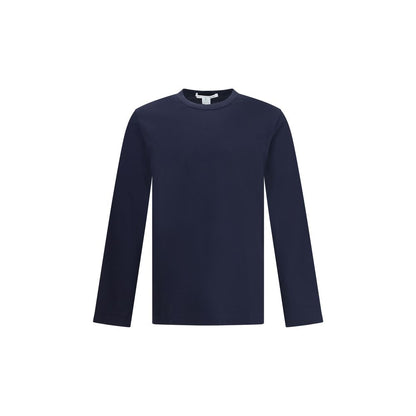 Comme Des Garçons Blue Cotton Long Sleeve T-Shirt with crew neck and printed logo on back, made of 100% cotton for AW25 season.
