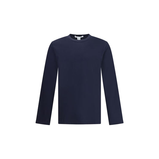 Comme Des Garçons Blue Cotton Long Sleeve T-Shirt with crew neck and printed logo on back, made of 100% cotton for AW25 season.