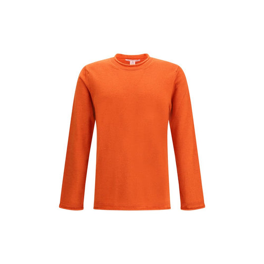 Comme Des Garçons Orange Wool Sweatshirt with long sleeves and ribbed knit design.
