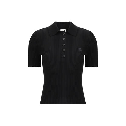Courrèges Black Viscose Polo Shirt
