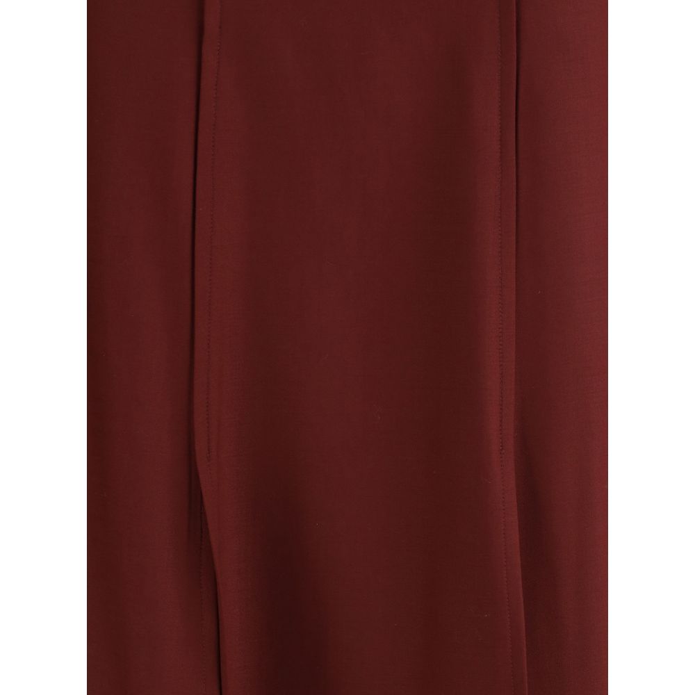 Crida Milano Bordeaux Wool Midi Skirt with central pleats for elegance.