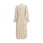 Crida Milano Checked midi Dress CR-BORDEAUXMDCHECKOFFWH-0/XS