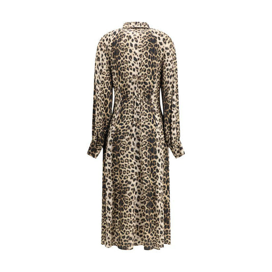 Crida Milano Windsor leopard satin midi Dress CR-WINDSORSANDBLACK-0/XS