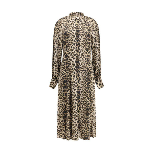 Crida Milano Windsor leopard satin midi Dress CR-WINDSORSANDBLACK-0/XS
