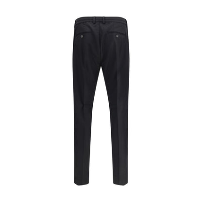 Back view of Cruna Black Fleece Wool Dress Pants with buttoned waist and straight-leg silhouette.