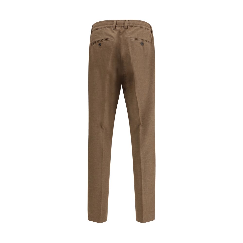 Cruna Brown Fleece Wool Casual Pants