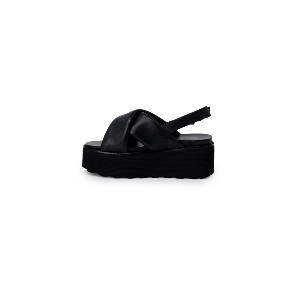 Cult Black Leather Platform Sandals