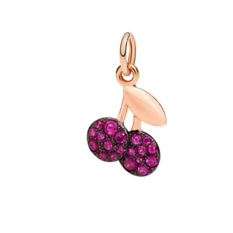 DODO Mod. DMB9006CHERS0RU9R Gold 9kt unisex cherry pendant in gold with purple stones.
