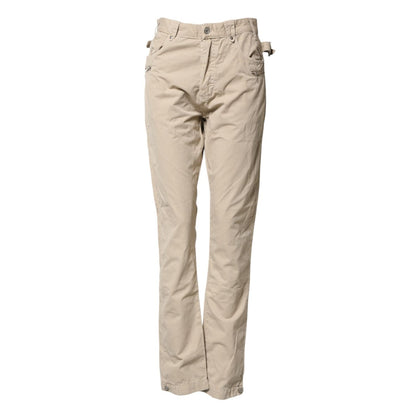 Daniele Alessandrini Beige Cotton Mid Waist Straight Men Denim Jeans