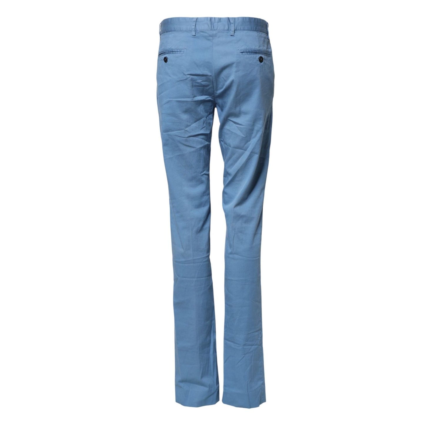 Back view of Daniele Alessandrini Blue Cotton Mid Waist Straight Men Denim Jeans showcasing sleek design and quality fabric.