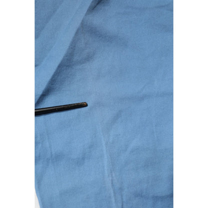 Close-up of Daniele Alessandrini Blue Cotton Mid Waist Straight Men Denim Jeans fabric texture.