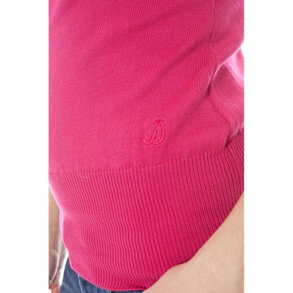 Close-up of Datch Pink Cotton Waistcoat showing logo and ribbed hem detail.