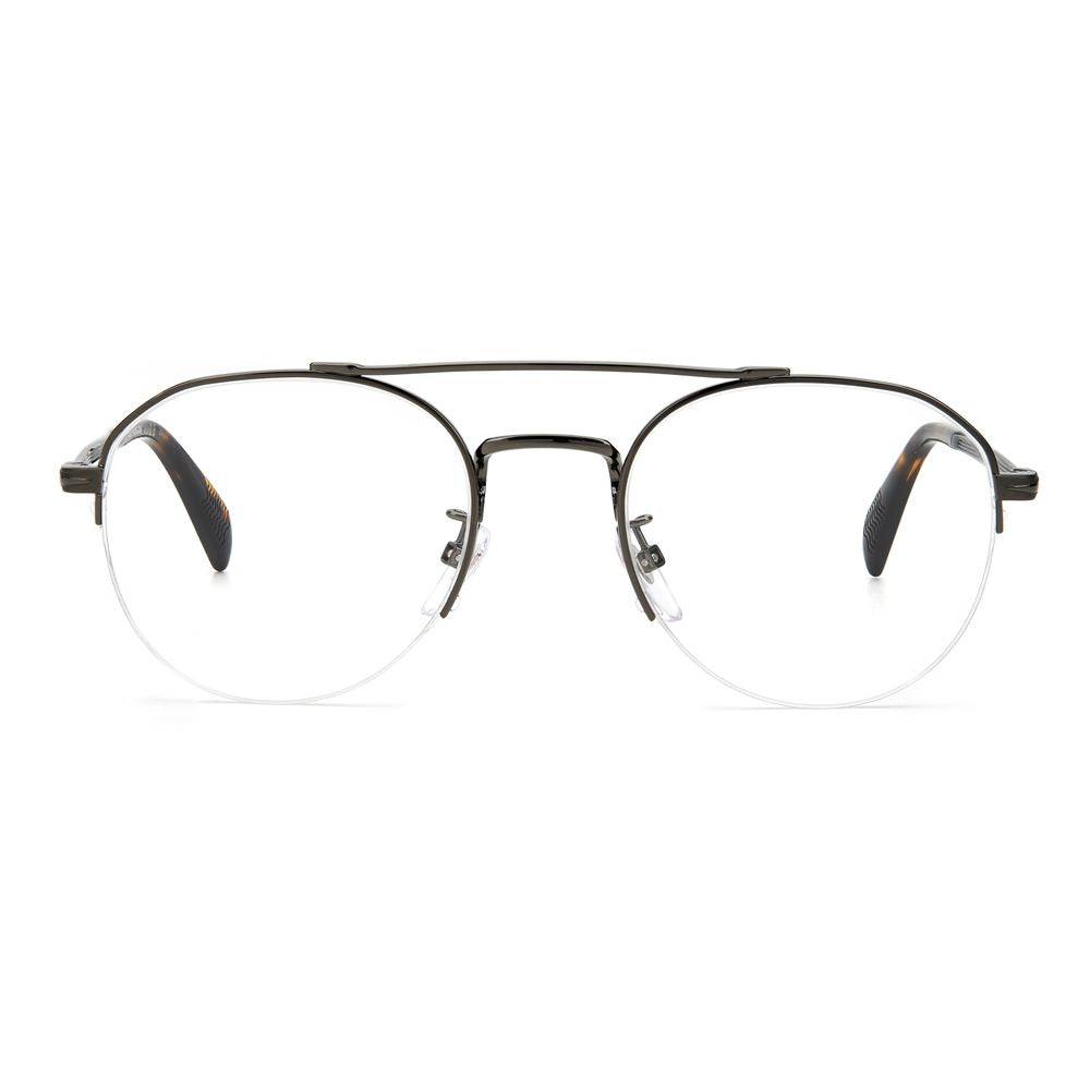 David Beckham Bicolor Metal Frames front view, DK Ruthen color, clear lenses, size 51/21/145mm, model DB-7014-KJ1.