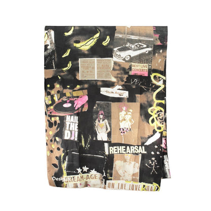 Desigual Black Polyester Accessory, a stylish scarf with colorful print and logo, measuring 180x72 cm, perfect for fashion-forward individuals.