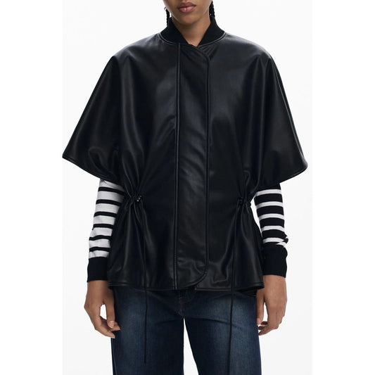 Desigual Black Polyethylene Women Poncho DE-39873-ONE SIZE