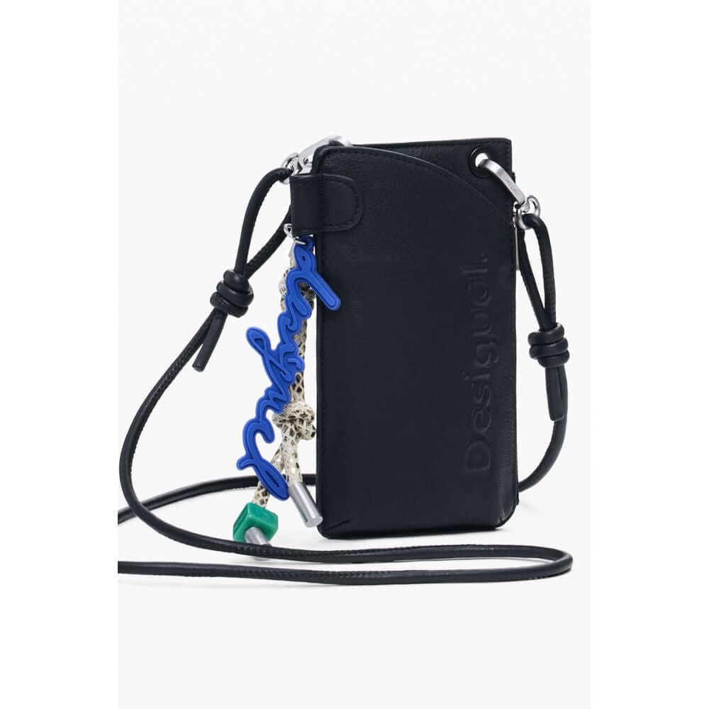 Desigual Black Polyethylene Women Wallet with contrast details and coin pocket, doubles as mini-crossover for style and utility.