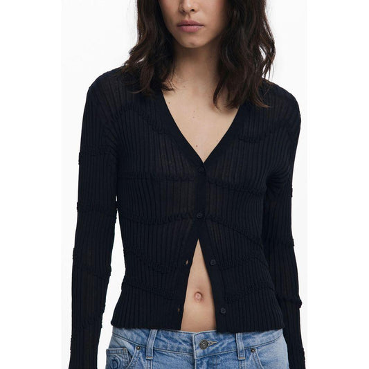 Desigual Black Viscose Women Cardigan DE-39758-XS