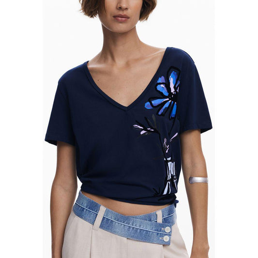 Desigual Blue Cotton Women T-Shirt DE-39773-XS