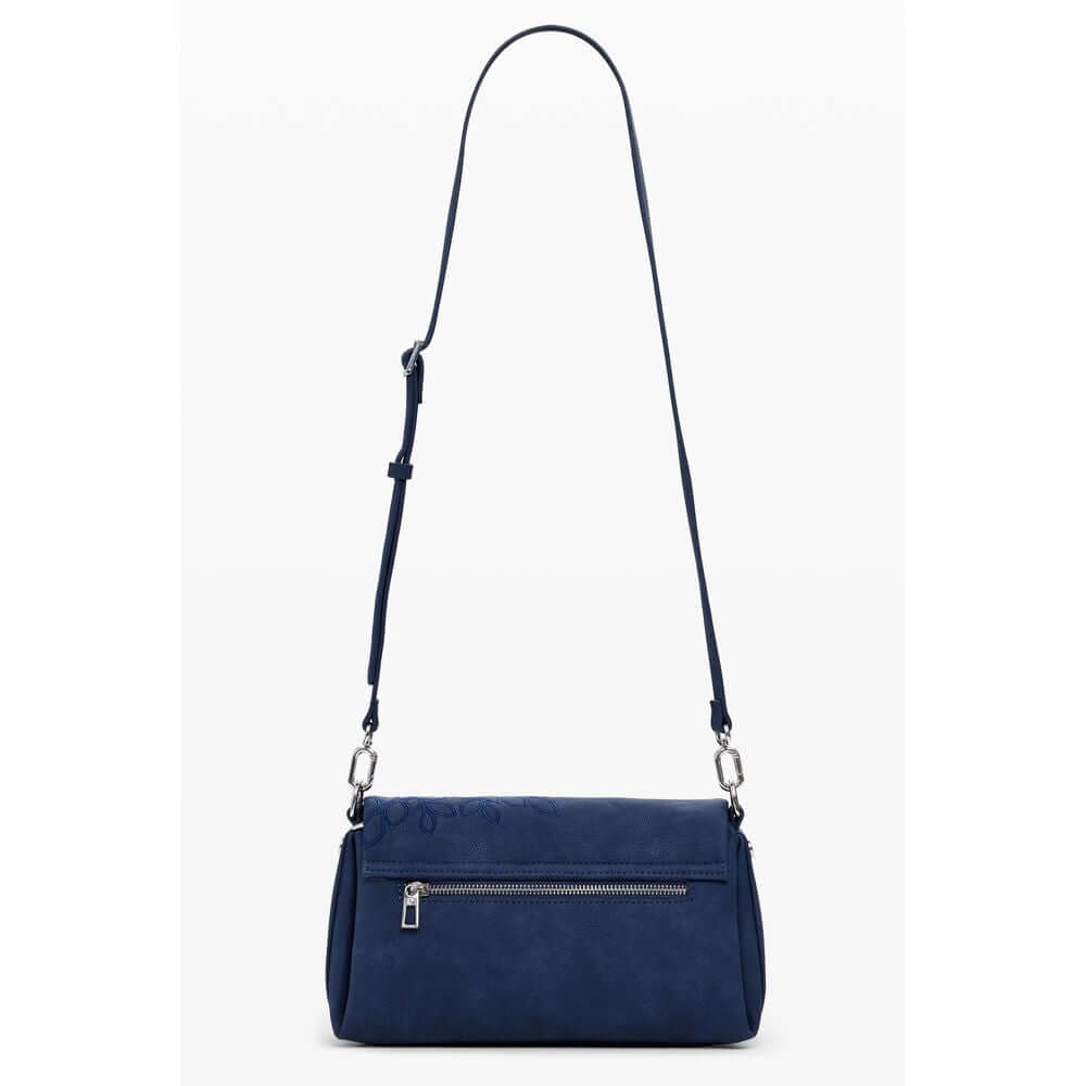 Desigual Blue Polyethylene Women Handbag with adjustable strap, featuring external zip pocket and elegant design.