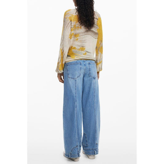Desigual Yellow Wool Women Sweater DE-39782-XS