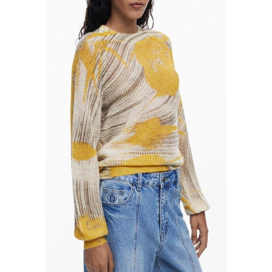Desigual Yellow Wool Women Sweater DE-39782-XS