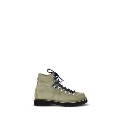 Diemme Green Leather Lace-Up Boots, featuring a lightweight sole and padded lining, perfect for versatile terrain use.