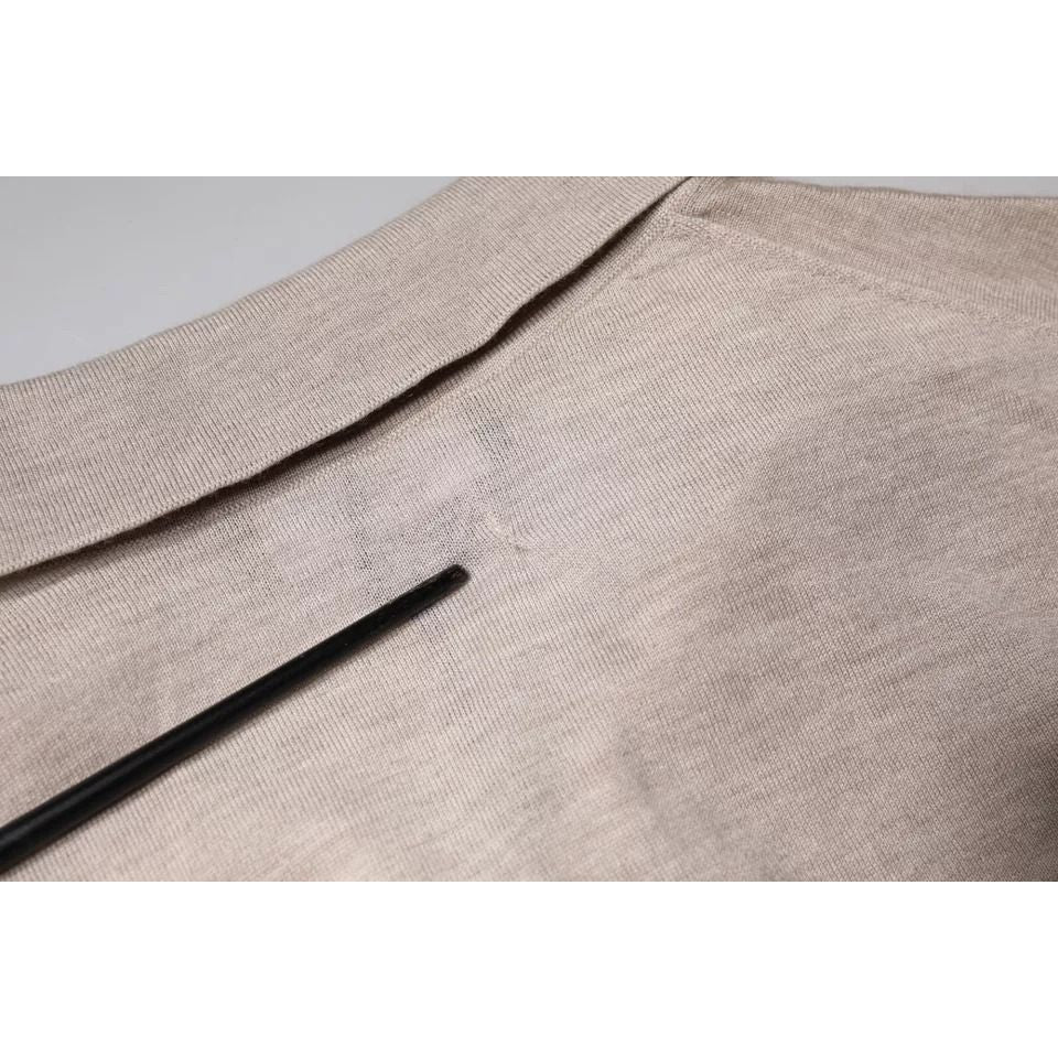 Minor defect on Dolce & Gabbana Beige Cashmere Knit Collared Pullover Sweater