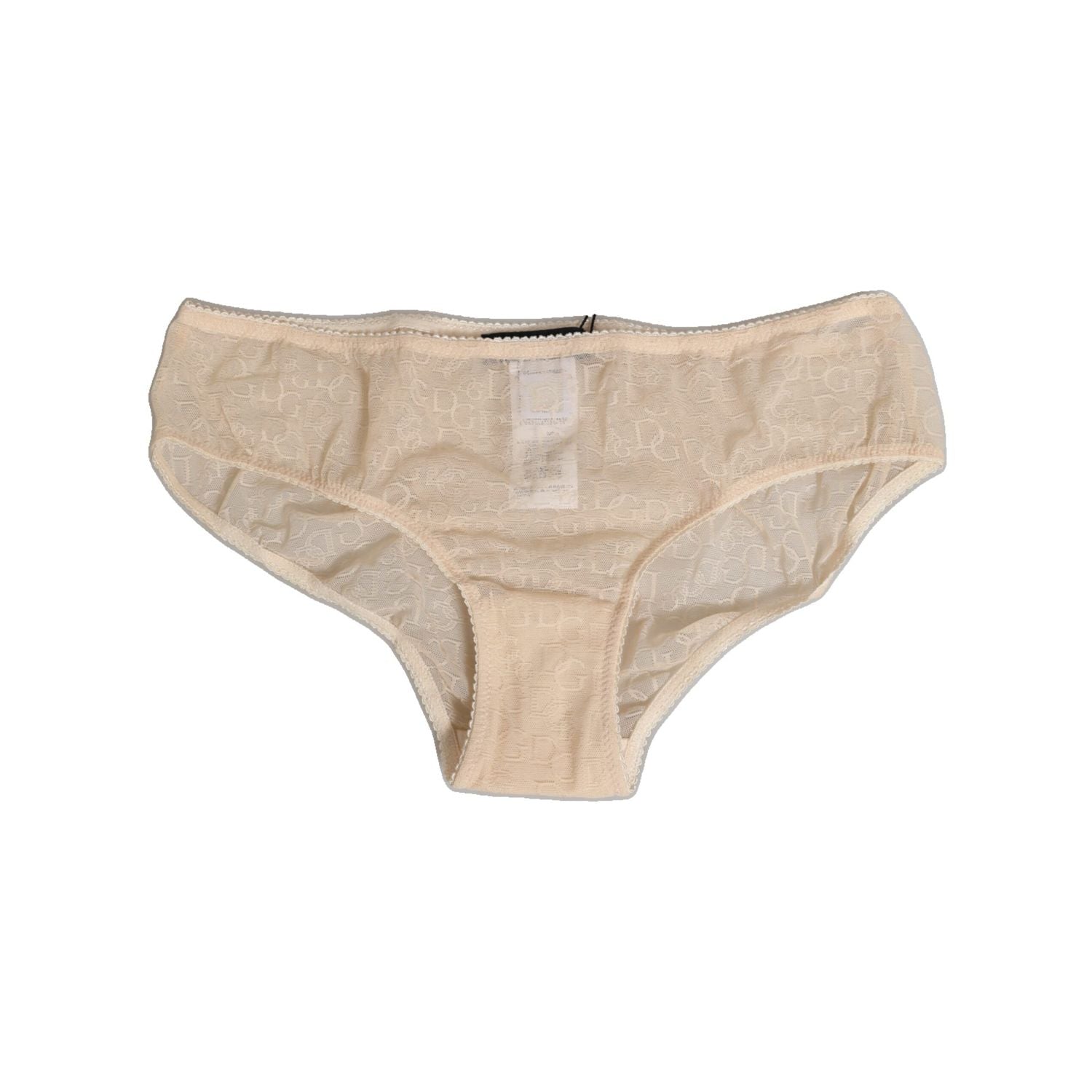 Dolce & Gabbana Beige DG Logo Lace Mid Waist Panty Underwear