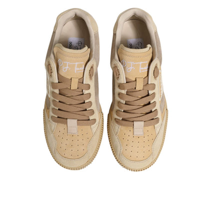 Dolce & Gabbana Beige Leather Miami Low Top Sneakers Men Shoes