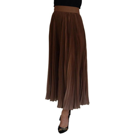 Dolce & Gabbana Beige Longuette Plisse Chiffon Midi Skirt SKI1912-40