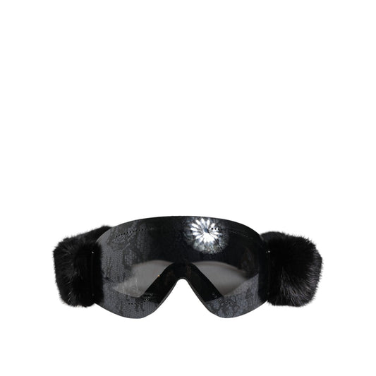Dolce & Gabbana Black Bi0759 Lace Mirrored Ski Goggles Mask Sunglasses GLA1364