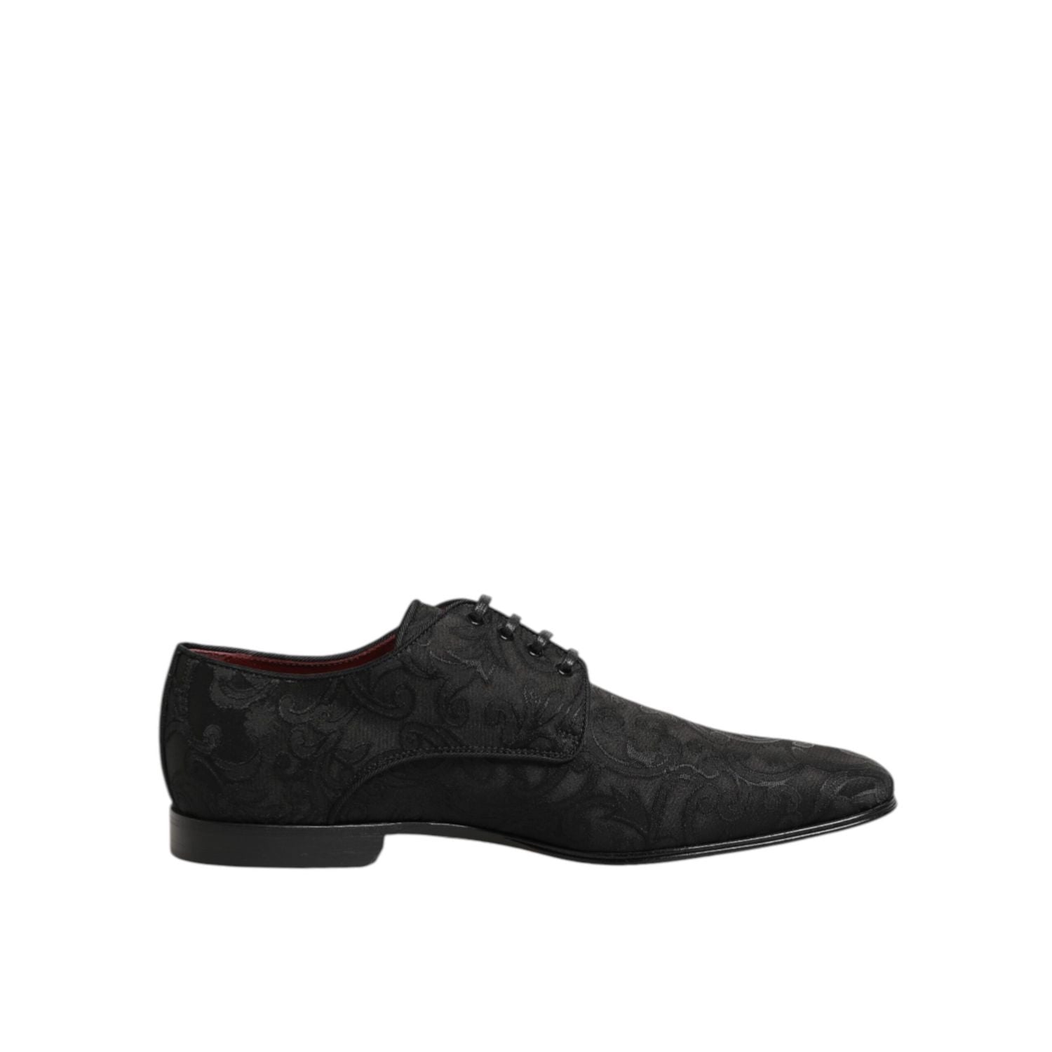 Dolce & Gabbana Black Brocade Lace Up Derby Men Dress Shoes