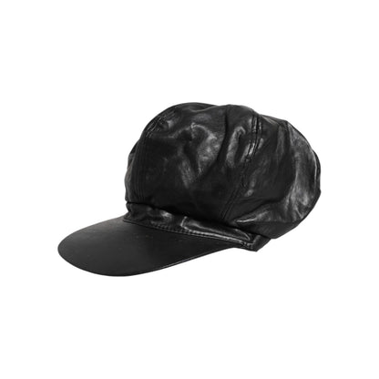 Dolce & Gabbana Black Calf Newsboy Capello Cabbie Hat