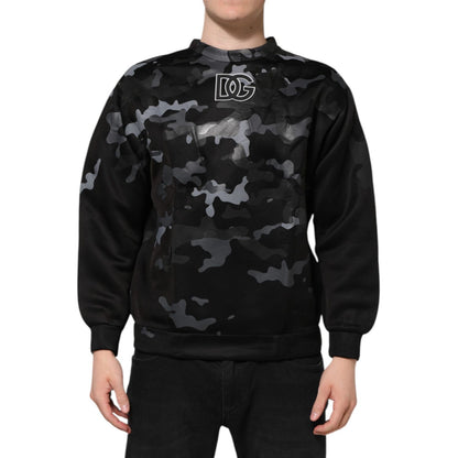 Dolce & Gabbana Black Camouflage Round Neck Sweatshirt Sweater
